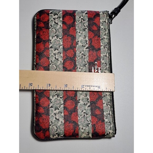 Coach New York Wristlet Wallet With Floral Stripes & Zip Closure - Picture 10 of 11